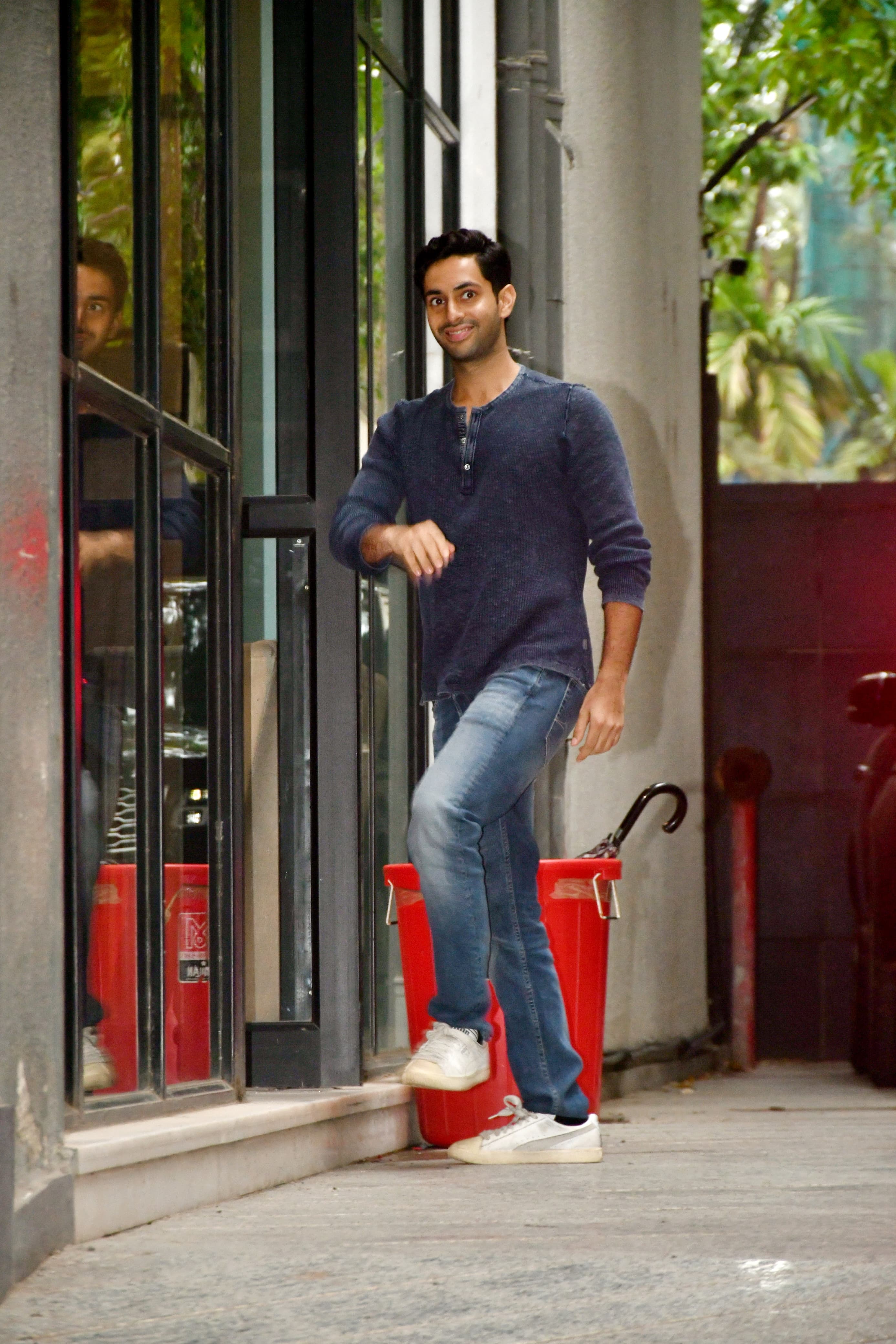 Agastya Nanda was spotted arriving at Maddock Film's office in the city today.